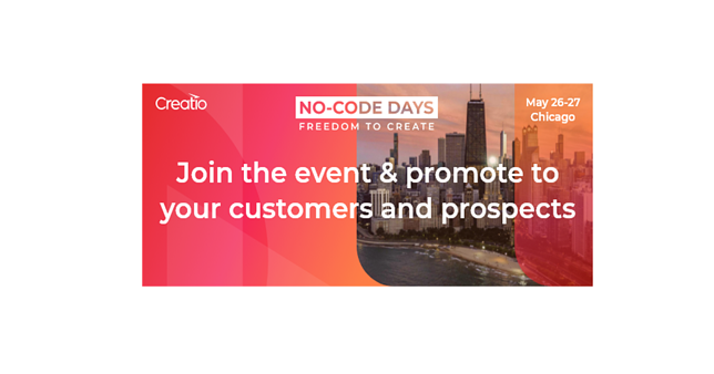 Creatio no-code days May 26-27 2022 Chicago